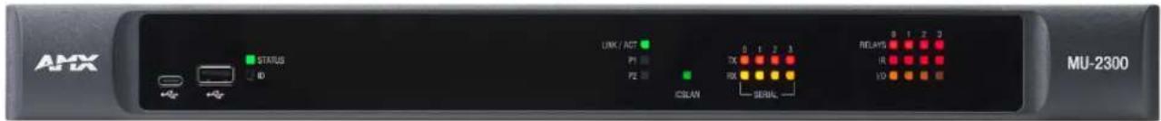 AMX STATUS ID LINK / ACT P1 P2 0 1 2 3 TX RX ISLAN SERIAL RELAYS IR VD MU-2300
