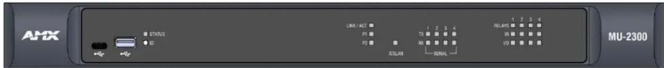 AMX STATUS ID LINK / ACT F1 F2 I/O LAN 1 2 3 4 TX RX SERIAL RELAYS IR IO MU-2300