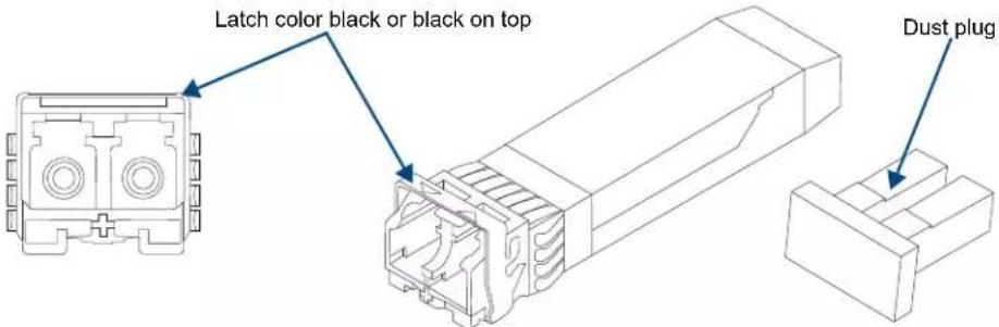 Latch color black or black on top Dust plug