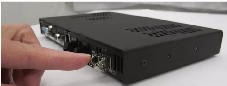 AMX DGX-I-DXF-MMS - To remove and replace an SFP+ fiber optic transceiver: - 1