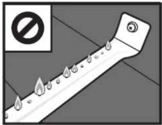 Safety warning sign with pictogram of a pipe and water droplets, indicating no protection or hazard.