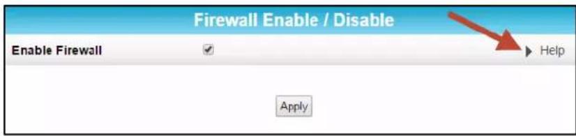 Firewall Enable / Disable Enable Firewall Apply Help