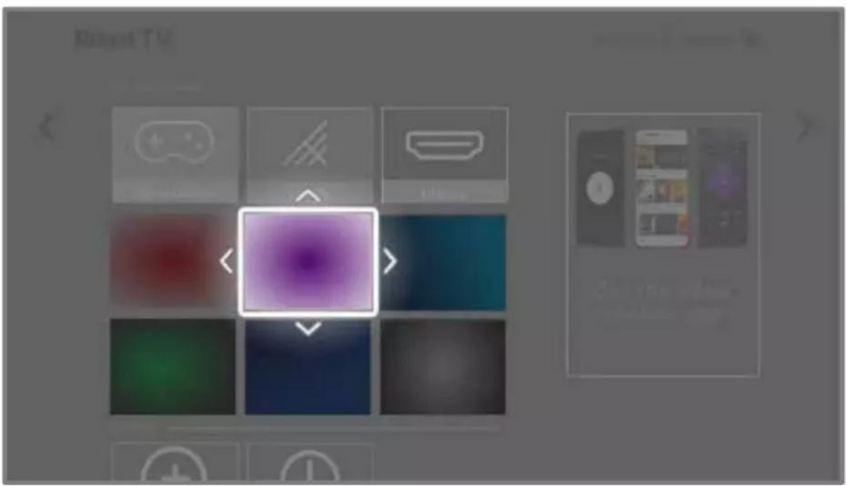 Screenshot of a mobile app interface showing a color palette with a purple gradient fill and control buttons.