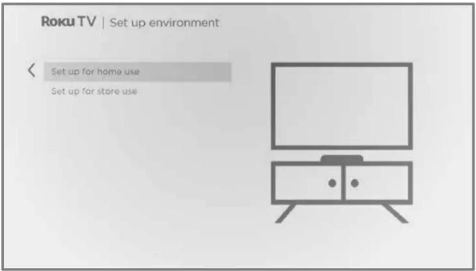 Roku TV | Set up environment: < Set up for home use Set up for store use