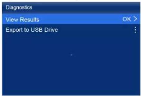 Diagnostics View Results OK > Export to USB Drive