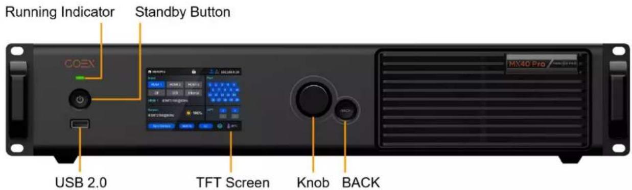Running Indicator Standby Button USB 2.0 TFT Screen Knob BACK MX40 Pro