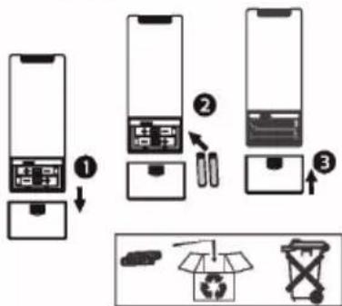 Diagram illustrating three-step battery recycling process with labeled steps and recycling icons