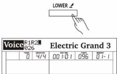 LOWER Voice R1R2L 026 Electric Grand 3 TRANS SIGNATURE PART TIME TEMPO MEMORY 0 4/4 00 1:0 1 096 0 1-1 THE