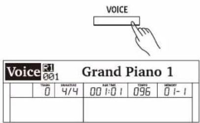 VOICE R1 Grand Piano 1 Voice 001 TIME 0 00:4 SINNATI 4/4 BAR TIME 00:1:0:1 TIME 096 MEMORY 0:1-1
