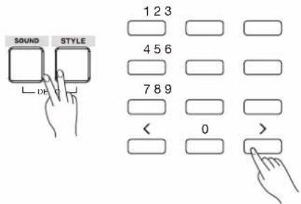 SOUND STYLE 1 2 3 4 5 6 7 8 9 < 0 >