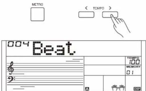 METRO < TEMPO > 004 Beat. TEMP 100 MEMORY 01 A B