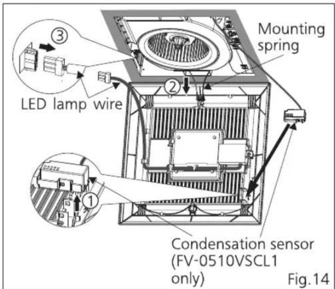 Mounting spring LED lamp wire Condensation sensor (FV-0510VSCL1 only) Fig. 14