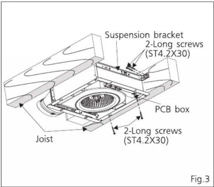 Suspension bracket 2-Long screws (ST4.2X30) PCB box Joist 2-Long screws (ST4.2X30) Fig.3