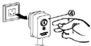 Diagram showing installation of a wall socket with labeled components and hand gesture