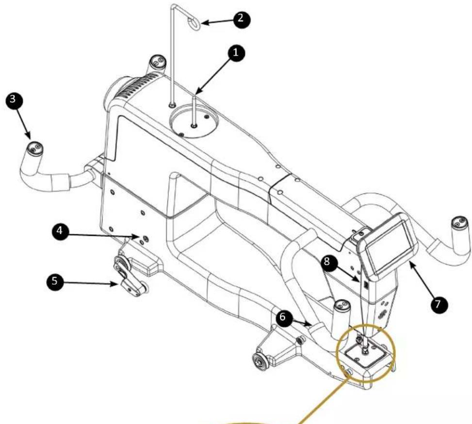 Technical diagram of a mechanical device with numbered components for identification