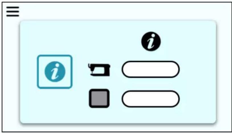 User profile input interface with information icon, folder, and button labels