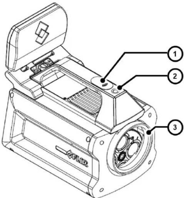 Technical diagram of a device with numbered parts labeled 1, 2, and 3