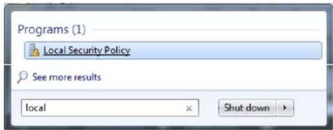 Programs (1) Local Security Policy See more results local × Shut down