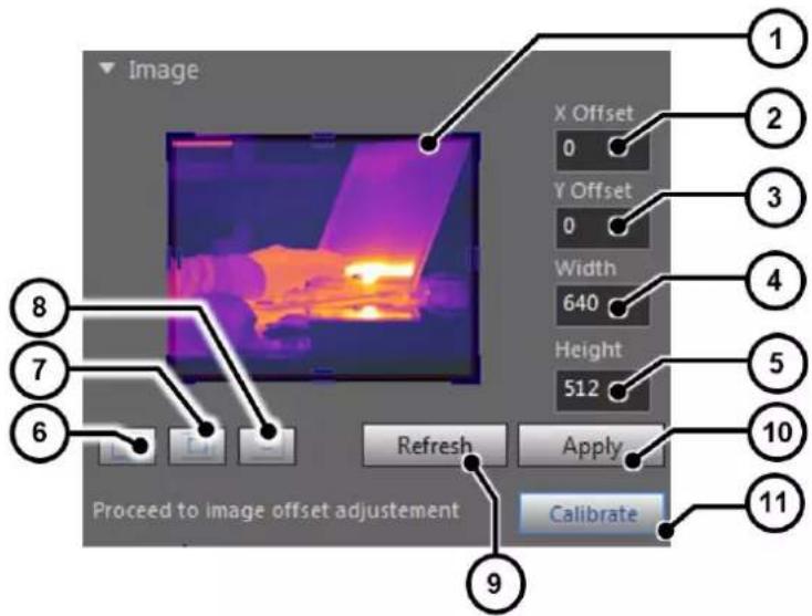 Image X Offset 0 Y Offset 0 Width 640 Height 512 Refresh Apply Calibrate Proceed to image offset adjustment 1 2 3 4 5 10 11 6 7 8