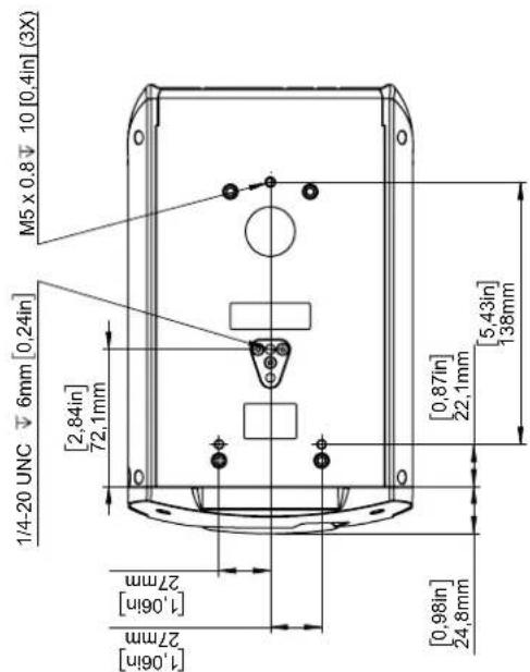 1/4-20 UNC ↓ 6mm [0,24in] [2,84in] 72,1mm M5 x 0.8 ↓ 10 [0,4in] (3X) [1,06in] 27mm [1,06in] 27mm [0,98in] 24,8mm [0,87in] 22,1mm [5,43in] 138mm