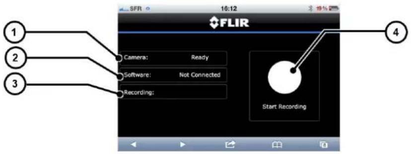 1 2 3 Camera: Ready Software: Not Connected Recording: Start Recording FLIR