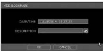 ADD BOOKMARK DATE/TIME 1/1/07/04 15:27:22 DESCRIPTION OK Cancel