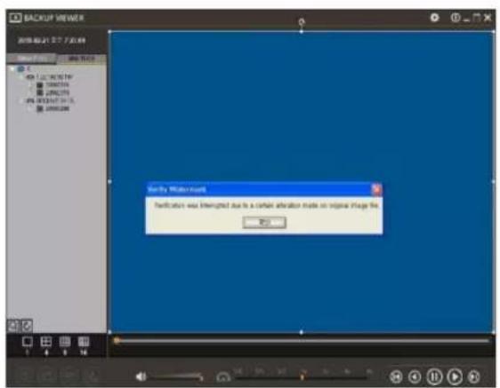 Modify Window Verification was interrupted due to a certain alteration made on original image file.