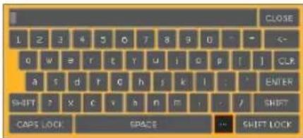 CLOSE 1 2 3 4 5 6 7 8 9 0 - - <- 0 W e r t Y u i o p [ ] CLR a s d r c h j k l : * ENTER SHIFT ? x c v h n m , / SHIFT CAPS LOCK: SPACE ... SHIFT LOCK