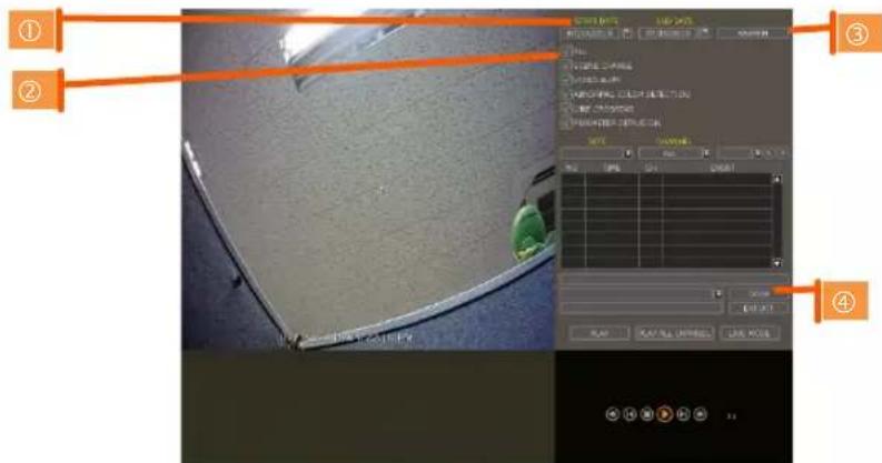 Screenshot of a photo editing software interface with numbered steps and tool panels, showing a car interior scene with Chinese labels.