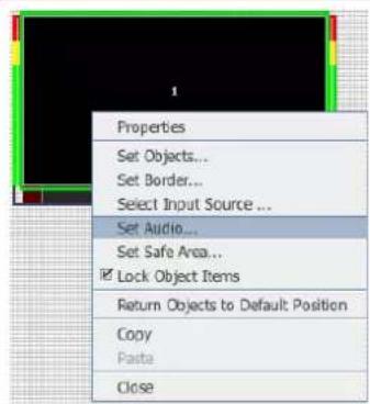 Properties Set Objects... Set Border... Select Input Source ... Set Audio... Set Safe Area... ✓ Lock Object Items Return Objects to Default Position Copy Paste Close