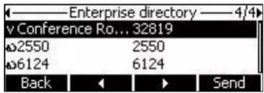 ←—— Enterprise directory —— 4/4> v Conference Ro... 32819 2550 2550 6124 6124 Back Send