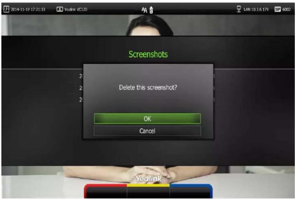 2014-11-19 17:21:33 Yeslink VC120 LAN:10.3.6.179 SIP 6002 Screenshots Delete this screenshot? OK Cancel Yeslink