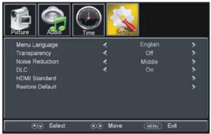 Lorex MTR434KB - Setup Menu - 1