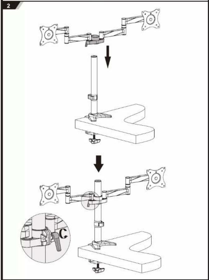 Technical diagram illustrating a mechanical assembly with labeled steps and a magnified inset showing a component labeled 'C'.