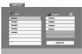 Screenshot of a software interface showing two panels with menu options and buttons, likely for configuration or settings.