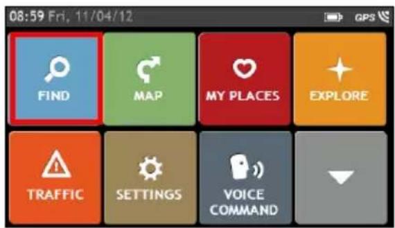 08:59 Fri, 11/04/12 FIND MAP MY PLACES EXPLORE TRAFFIC SETTINGS VOICE COMMAND