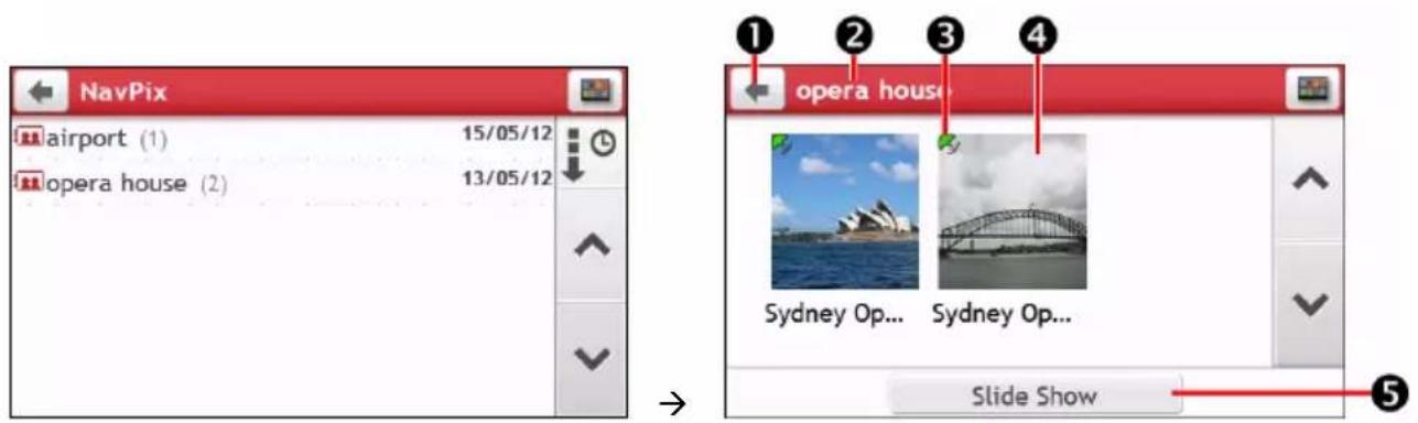 NavPix airport (1) 15/05/12 opera house (2) 13/05/12 → ① ② ③ ④ opera house Sydney Op... Sydney Op... Slide Show ⑤
