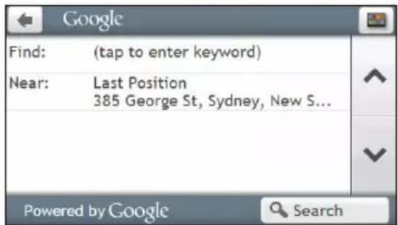 Google Find: (tap to enter keyword) Near: Last Position 385 George St, Sydney, New S... Powered by Google Search