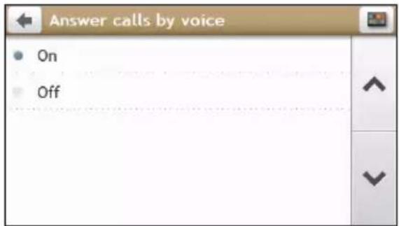 Answer calls by voice • On Off