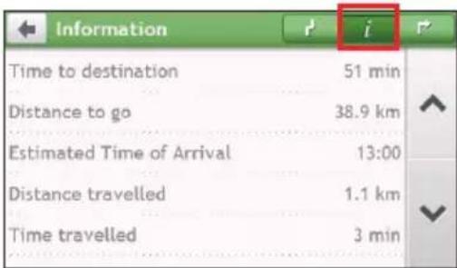 Information Time to destination 51 min Distance to go 38.9 km Estimated Time of Arrival 13:00 Distance travelled 1.1 km Time travelled 3 min