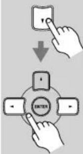 Diagram showing two-step instructions for inserting a button into a circular device labeled 'ENTER' with arrows indicating action.