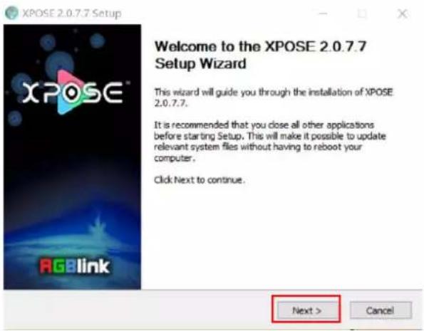 XPOSE 2.0.7.7 Setup Welcome to the XPOSE 2.0.7.7 Setup Wizard This wizard will guide you through the installation of XPOSE 2.0.7.7. It is recommended that you close all other applications before starting Setup. This will make it possible to update relevant system files without having to reboot your computer. Click Next to continue. Next > Cancel