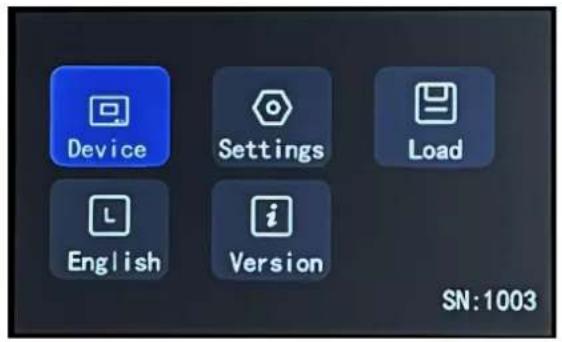 Device Settings Load English Version SN:1003