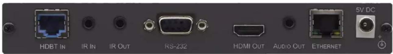 HDBT IN IR IN IR OUT RS-232 HDMI OUT AUDIO OUT ETHERNET 5V DC