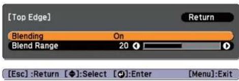 [Top Edge] Return Blending On Blend Range 20 [Esc] :Return [◆]:Select [●]:Enter [Menu]:Exit
