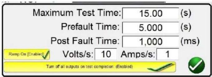 Megger SMRT1D - ⑭ Maximum Test Time/Prefault Time/Post Fault Time Settings button - 2