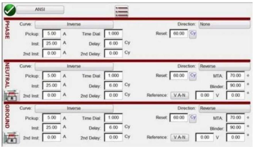 Megger SMRT1D - Relay's Curve and Direction per Element – Selection and Configuration - 7