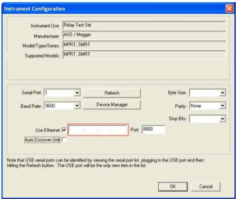Megger SMRT1D - Setting SMRT IP Address for Operation with a PC - 1