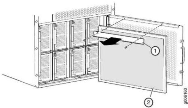 Technical diagram showing a panel installation with labeled components and dimensions