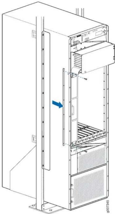 Juniper PTX5000 - Installing the Front Door on a PTX5000 Packet Transport Router in a Four-Post Rack - 5